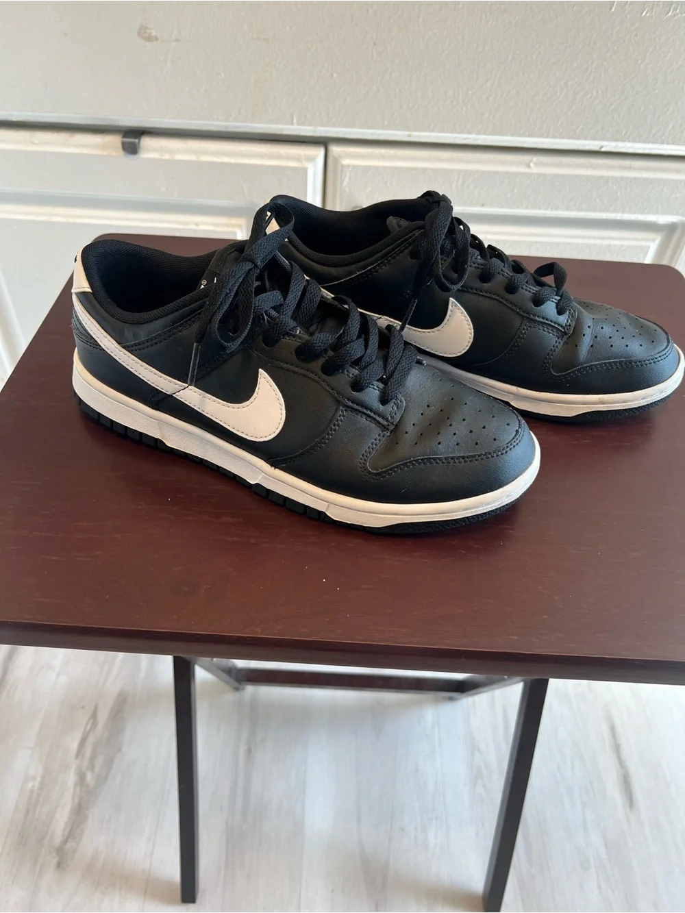 Nike Dunk Low Black Panda 2.0 Black/White Leather Sneakers DV0831-002 Size 7.5